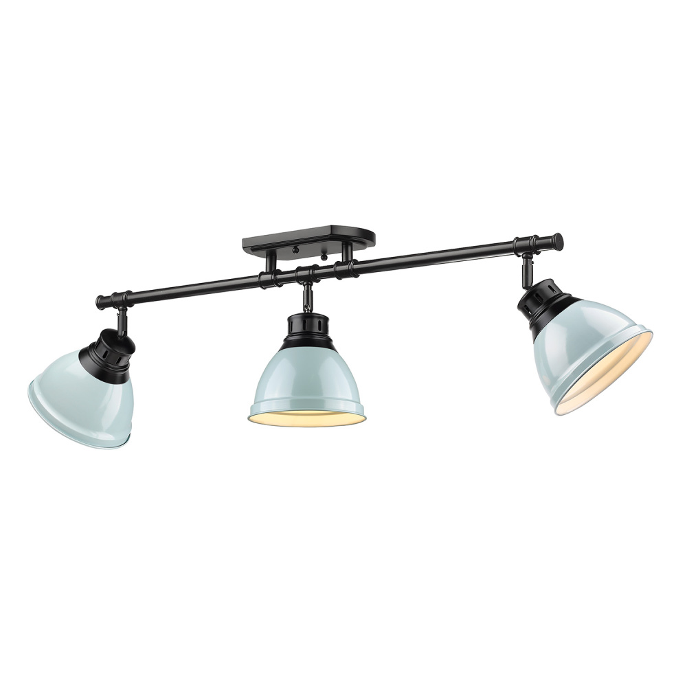 Yep by Golden Lighting Duncan 3-light Semi-Flush Mount in Matte Black and Seafoam shade